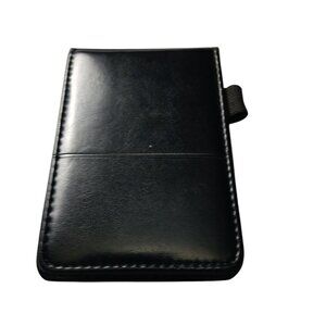 LEEDS Black Notepad Notebook Cover Leather Pen Slot Office Career Classic